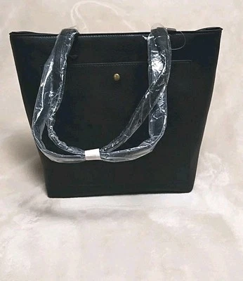 NUEVO Cartera/Tote/Bolso Christopher & Banks Cuero Sintético Negro Foto 1 de 4