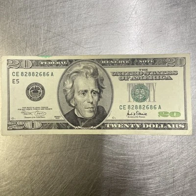 2001 Twenty Dollar Trinary Federal Reserve Note Rare 24 Years Old CE82882686A - Image 1 of 4