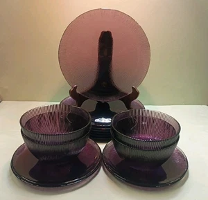 Vintage Forte Crisa Sunburst lila 15er Set Speise- und Salatteller & Müslischalen - Bild 1 von 8