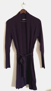 M&S Strickjacke Per Una Größe 10 lila Gürtel vorne offen Longline sehr guter Zustand Damen Cardy - Bild 1 von 6