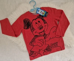 New Disney Mickey Mouse Baby Boy long sleeve t-shirt 18/24 mths 1/2 Yrs Red - Picture 1 of 2