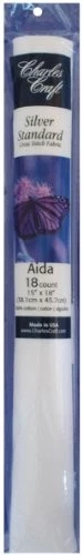 DMC TC8836-6750 Silver Label Aida 18 Count 15x18-Inches Soft Tube, White - Image 1 of 1