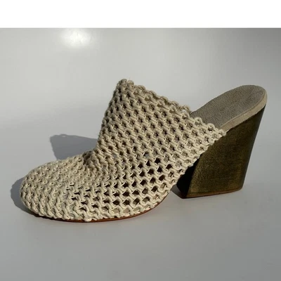 Tamancos Rachel Comey Reina tecido crochê algodão natural bully mules tamanho 8 $475 - Imagem 1 de 4