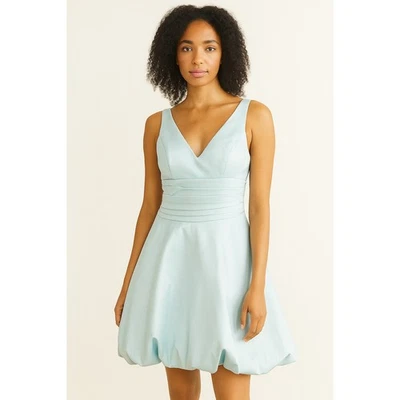 Vestido B2 Azul Cristal Doble Cuello en V Noche Baile de graduación Retro Estilo Y2k Burbuja Talla-10 Foto 1 de 4