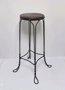 Vintage Wrought Iron & Walnut Ice Cream Parlor Stool - Picture 1 of 17