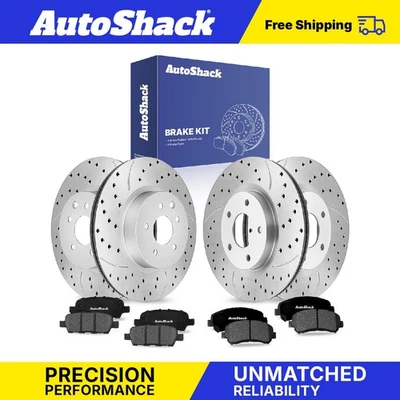 Front Rear Drilled Slotted Brake Rotors Premium Ceramic Pads for Nissan Rogue - Image 1 of 2