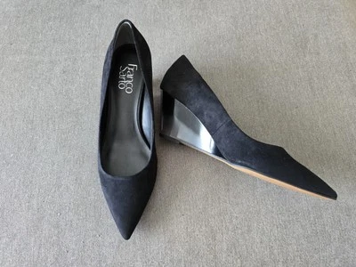 Franco Sarto Alicia Black Women's Wedge Pump Suede Ombre-Heel Women's 7.5M NIB - Image 1 of 4