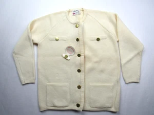 Vtg NOS Millay Cardigan Sweater Womens 38 Cream Button Front Made in Hong Kong - Picture 1 of 11