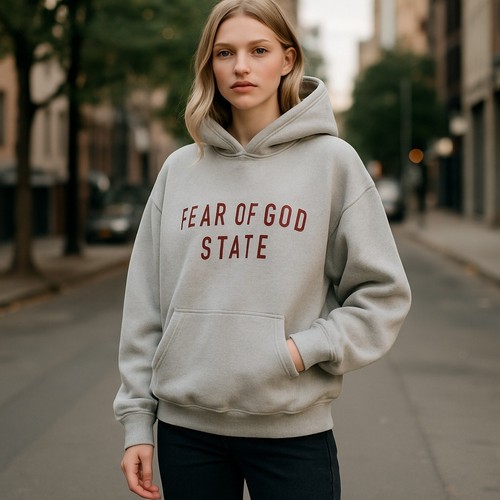 ? Felpa con cappuccio Fear of God STATE XS Grigio Streetwear Premium