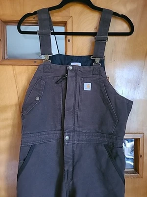 NEW Carhartt Women's Insulated Wildwood Weathered Duck Bib Overalls Small Brown  - Image 1 of 4