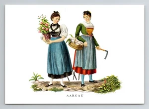 Postal 6x4" Argovia - Antiguos trajes nacionales suizos por David Aloys Schmid - Imagen 1 de 2