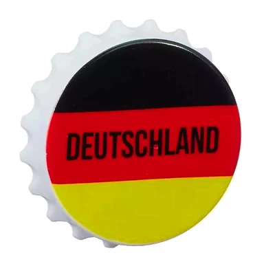 MARKENLOS Deutschland runder Flaschenöffner Kronkorken Fanartikel schwarz rot gold #39