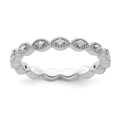 Sterling Silver Stackable Expressions Diamond Engagement Ring for Women Size 10 - Image 1 of 4