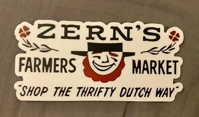 ZERN’S FARMER’s MARKET VINYL DECAL/STICKER 2x4.5”  GILBERTSVILLE, PA Zerns Flea - Image 1 of 2