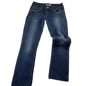 Liuce's Straight Jeans Women's 9 Blue Denim Cotton Embellished 5-Pocket Zip Fly - Picture 1 of 11