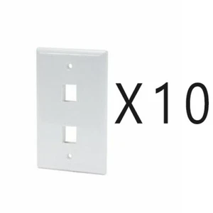 10 Pack Lot - Keystone 2 Hole Port Jack Wall Face Plate Network CAT5e CAT6 White - Picture 1 of 2