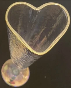 Flauto flauto champagne iridescente a forma di cuore nuovo anniversario matrimonio - Foto 1 di 5
