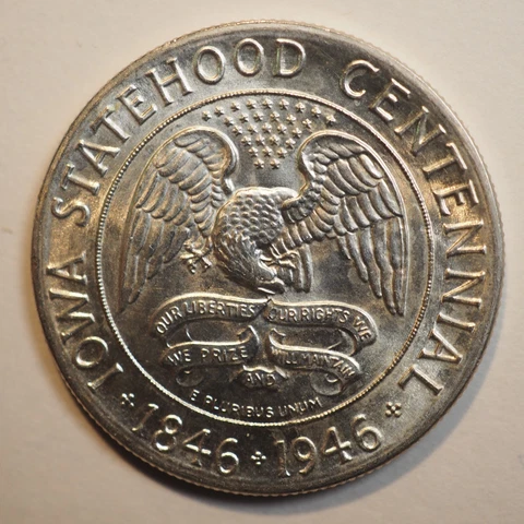 1946 Iowa Statehood Commemorative Half Dollar - FREE SHIPPING! A3999 Cover