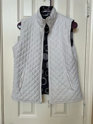 Chaleco Acolchado ACTIVE STUDIO Negro Blanco Estampado Círculo Reversible Cremallera Frontal Talla M Foto 1 de 4