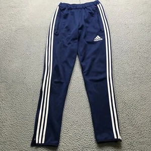 Adidas Sweatpants Boys Youth Large Zip Pockets Side Tape Embroidered Logo Blue - Picture 1 of 11