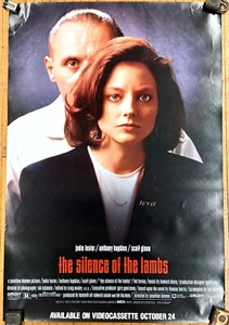 Póster de tienda de videos VHS de doble cara Silence of the Lambs 1991 39" x 27" terror - Imagen 1 de 10
