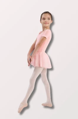 NWT Bloch Girls' Tiffany Short Sleeve Leotard with Skirt in Light Pink CL5342 - Image 1 of 2
