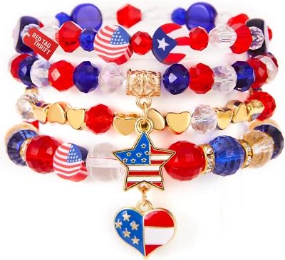 4Th of July Stackable Bracelets for Teen Girls - Independence Day Decorations - - Image 1 of 4