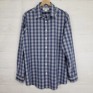 Mizzen + Main Shirt Size XL Trim Fit Men's Long Sleeve Blue Check Button Front - Picture 1 of 14