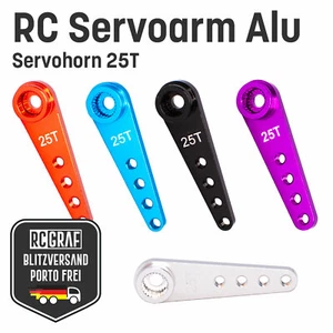 RC Servoarm Servohorn Crank 25T Servohebel Alu Rot Blau Schwarz - Bild 1 von 11