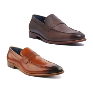 JUSTINREESS ENGLAND Mens Slip on Leather Smart Loafers Grey Size UK 6 - 12