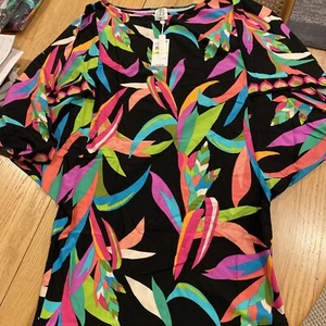 NWT $152 TRINA TURK BIRD OF PARADISE TUNIC CAFTAN Swim Cover Sz LARGE  🏖🏝🏖🏝 - Picture 1 of 15