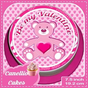 VALENTINES DAY TEDDY BEAR EDIBLE 7.5 INCH CAKE TOPPER DECORATION CCV008L - Picture 1 of 1