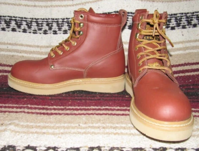 Mens Vintage Western Chief Lace Up Brown Leather Work Boots 8.5 D NEW in Box - Image 1 of 4