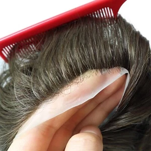 Gent Mens Toupee Human Hair Replacement System Hairpiece Ultra Thin Skin 0.02mm - Picture 1 of 6