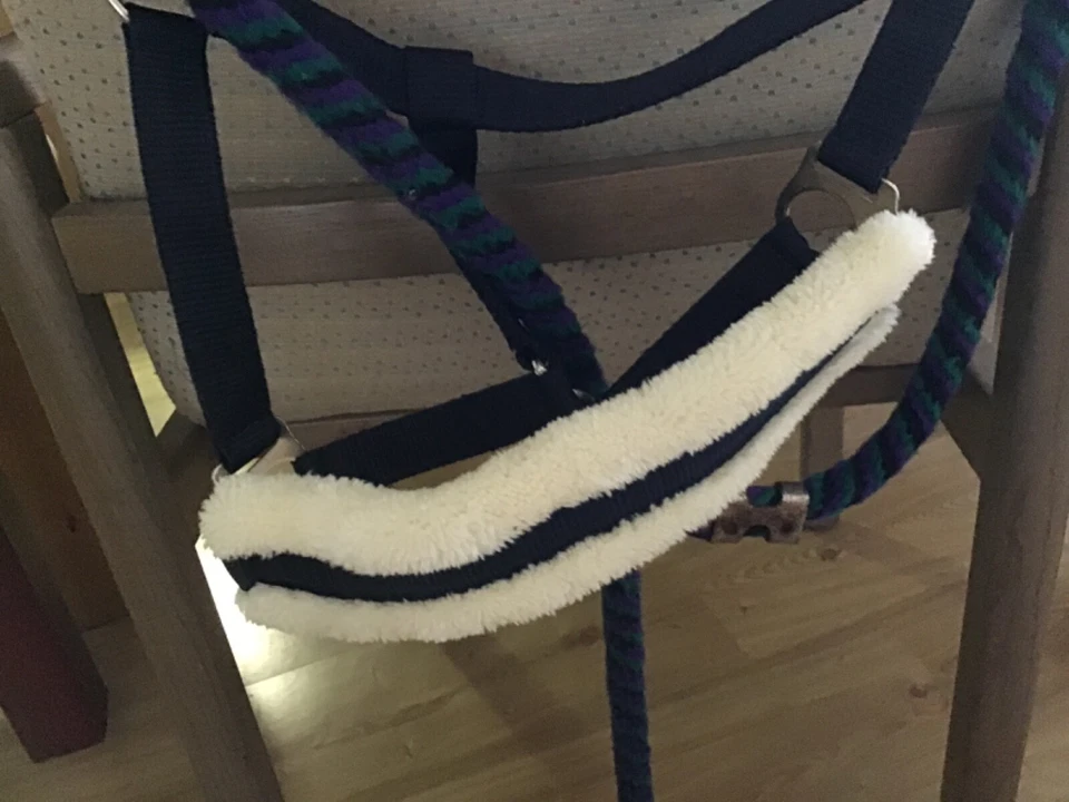 Halfter Set VB/Cob  blau/weiß  mit Webpelz mit passendem  Anbinder, Showmaster - Bild 1 von 1