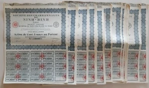 100 Bond Société des Charbonnages NINH-BINH Tonkin Indochine Vietnam Indochina - Bild 1 von 2