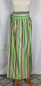 Vtg 60s striped mod hippie skirt green orange purple sz s/m - Picture 1 of 4