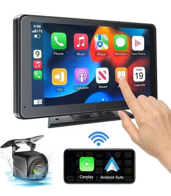 HIEHA Portable Wireless Car Stereo Apple CarPlay Android Auto Bluetooth 7" Display