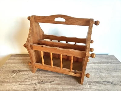 Porte Revue En Bois Massif Porte Journaux Vintage - Photo 1/3