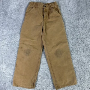 Carhartt Youth Canvas Jeans 10 Tan Beige Utility Workwear - Picture 1 of 12