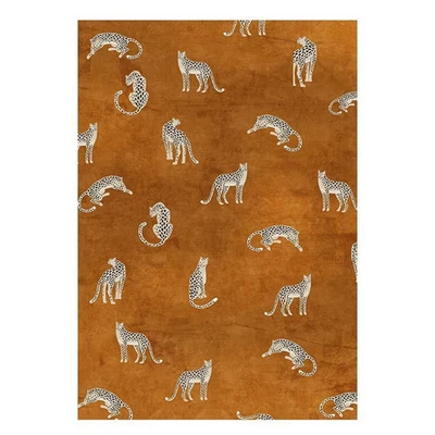 Hand Tufted Leopard Print Area Rug Modern Animal Pattern Carpet Brown Designer - Image 1 of 3
