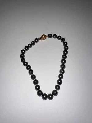 Pulsera de perlas cultivadas negras teñidas de 8,5 pulgadas, cierre de seguridad de 14kt, perlas de 6,5 mm  Foto 1 de 4