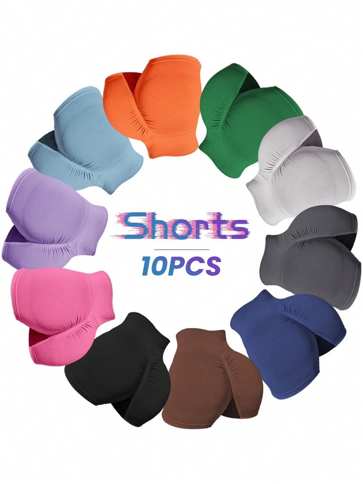 10PCS Seamless Colorful High-Waisted Stretch Shorts - Image 1 of 1