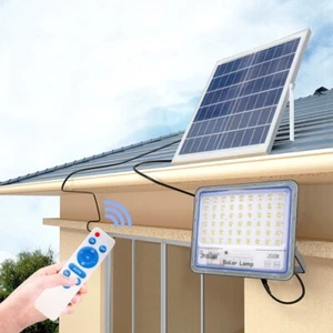 LED Solar Scheinwerfer 50W 100W 200W mit Dämmerungssensor und Fernbedienung IP65 - Bild 1 von 5