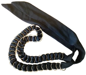 Vintage chain belt silver tone and black Heavy - Picture 1 of 12