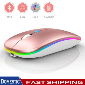 Silent Ergonomic Wireless Gaming Mouse For PC Computer Windows Rainbow Backlight - Picture 1 of 13