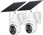 2K Solar Security Cameras Wireless Outdoor, 2 Pack 360° View Pan/Tilt Wifi Secur