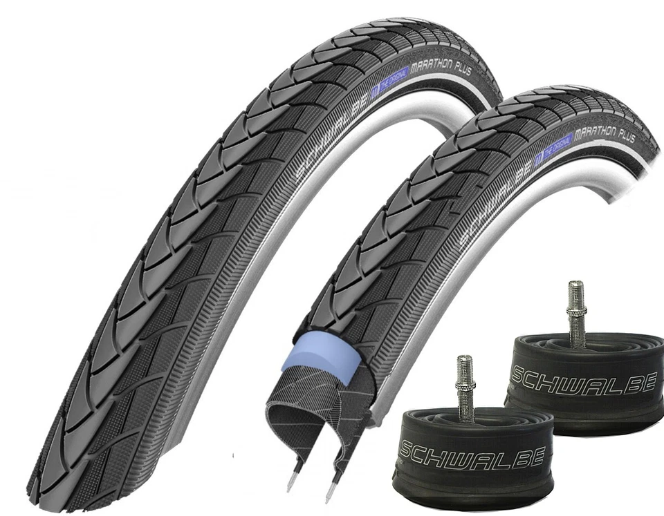 2x Fahrradreifen Schwalbe Marathon Plus 40-622 (28 x 1.50) + 2x AV 17 Schlauch