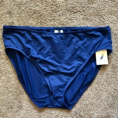 NEW NWT NAUTICA Dark Blue High Waisted Waist Rise Bikini Swimsuit Swim Bottom 16 - Image 1 of 4