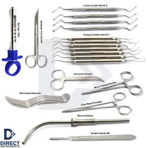 Set Strumenti Chirurgia Parodontale Impianto Chirurgico Lucas Bone Curettes Gracey - Foto 1 di 11
